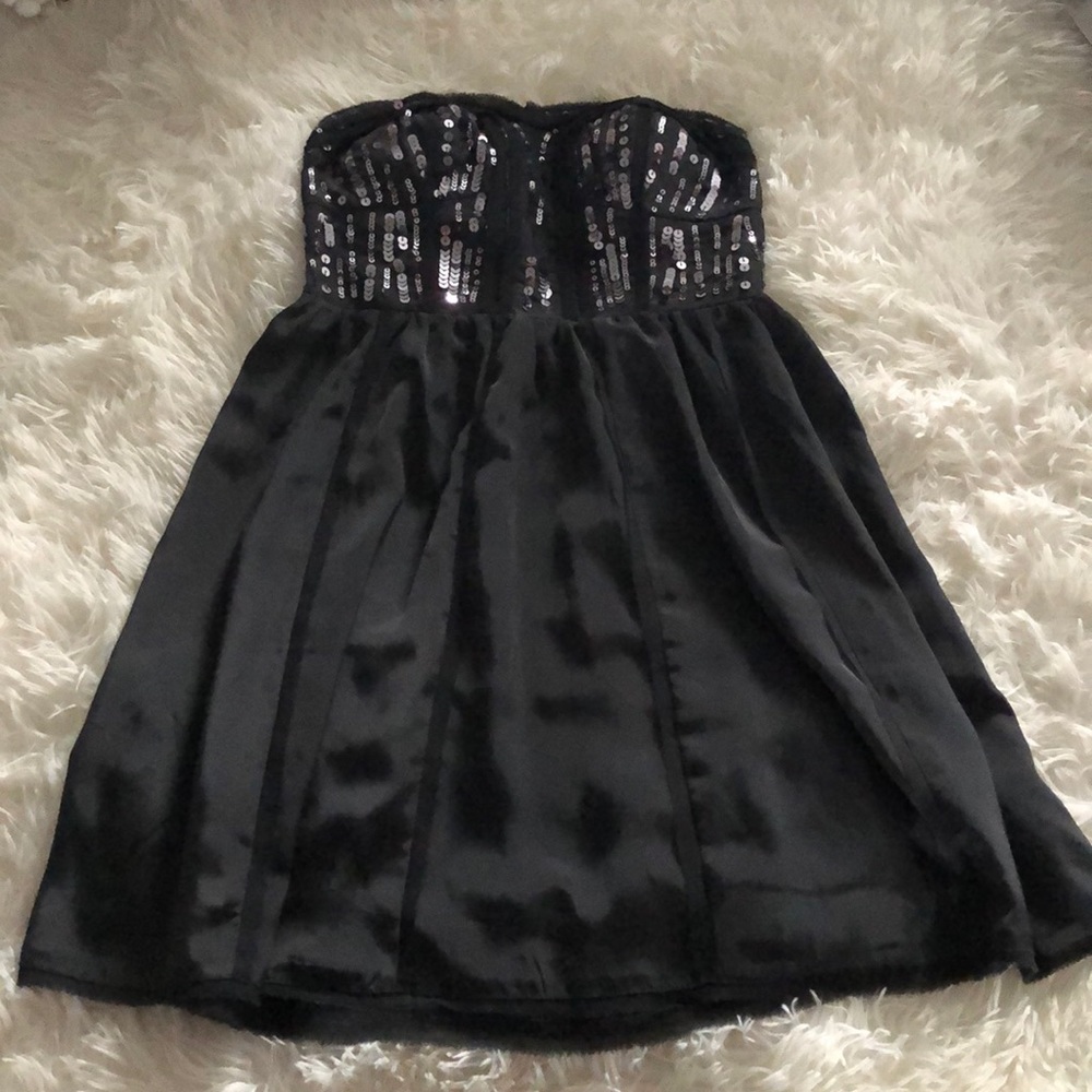 American Eagle Navy Silk and Sequence Dress